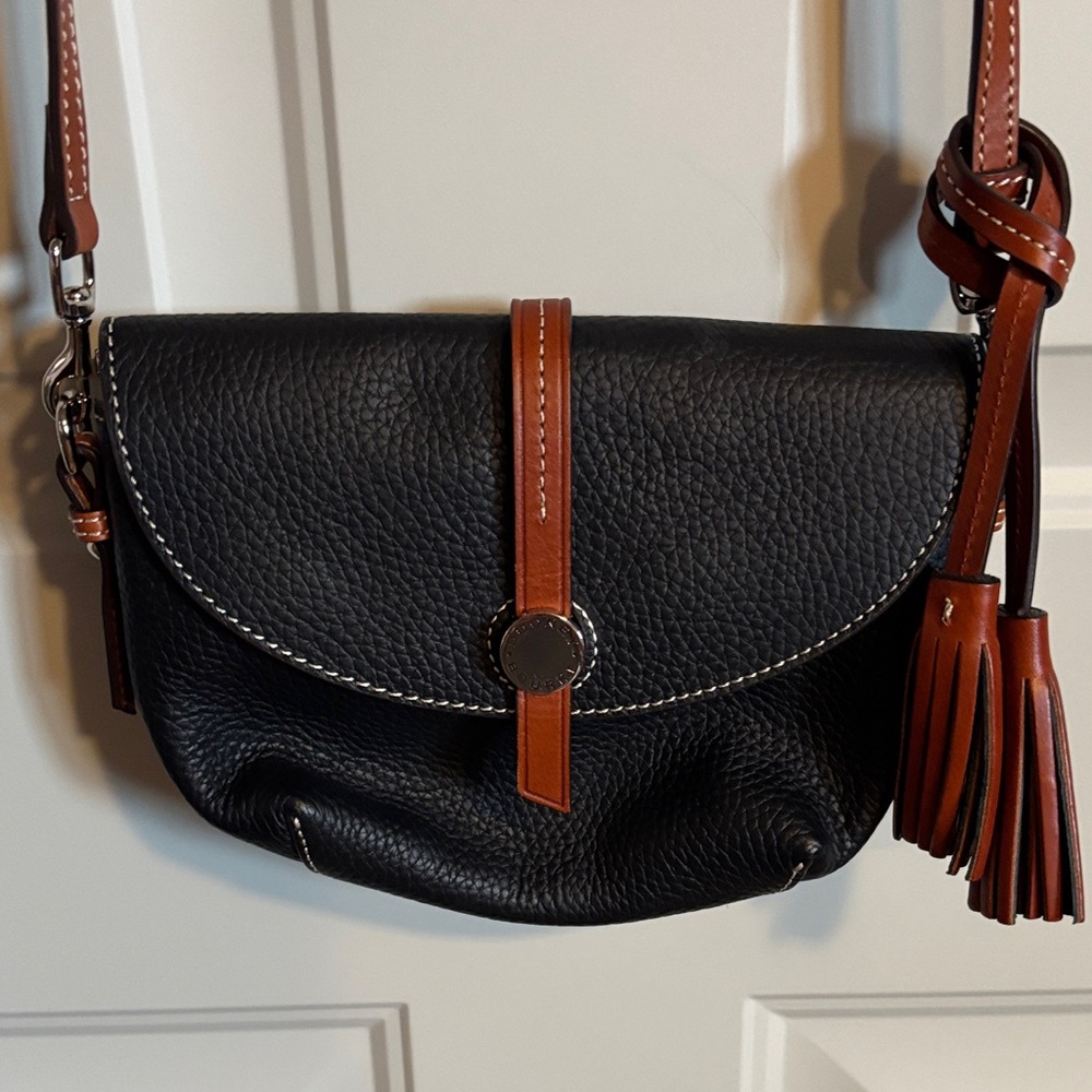 Dooney and Bourke Black and Brown Leather Crossbody Bag
